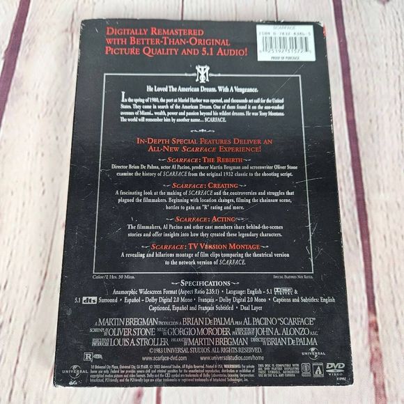 SCARFACE Al Pacino Two Disk Anniversary Edition DVD Set, 1983 Widescreen - Picture 2 of 6